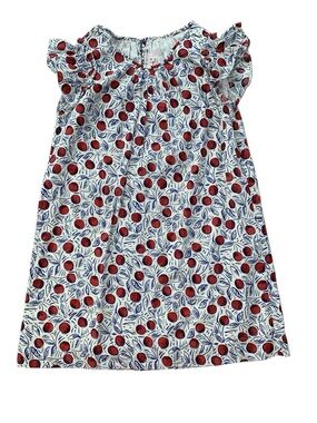 Bonpoint Size 8 Lucile Blue Red Cherry Print Short Sleeve Dress